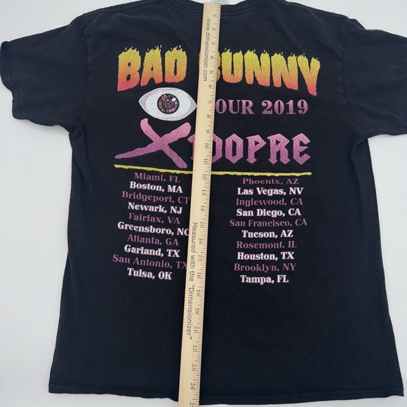 BAD BUNNY 2019 X100pre Tour Short Sleeve Black Shirt Medium Rap Tee - Picture 6 of 8